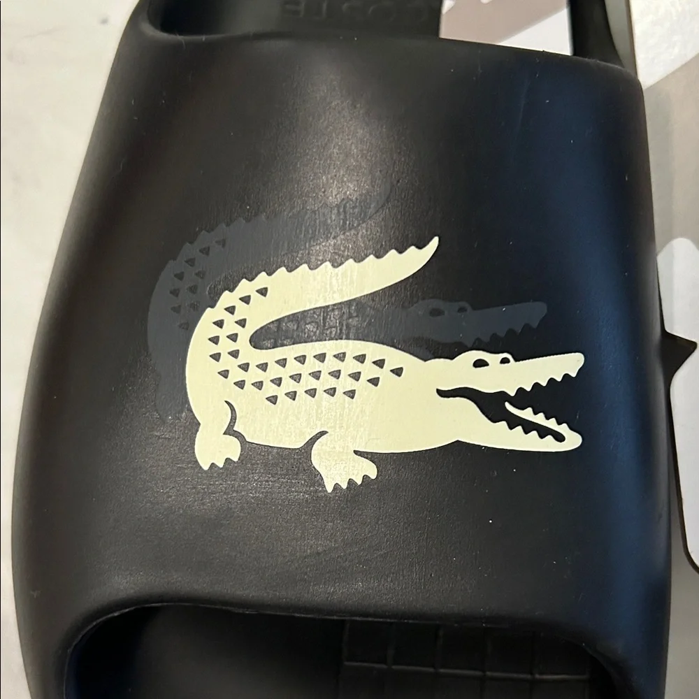 Men Black/Off Wht Serve Slide Synthetic Lacoste🐊